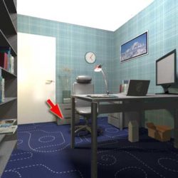 In diesem Büro kann ganz einfach ein HELRON®Homeharmonizer unter ein Regal gelegt werden.